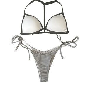 Pink Active Victoria’s Secret Padded White T Back swim Top & Bottoms M